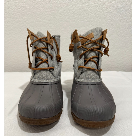 Sperry Womens Saltwater Emboss Wool Fleece Duck Style Boots Size 10M Gray - Picture 2 of 9
